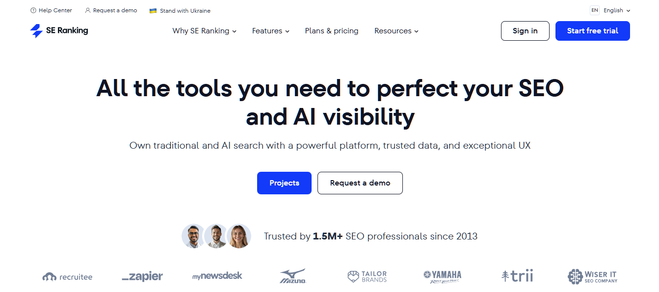 SE Ranking Dashboard Interface